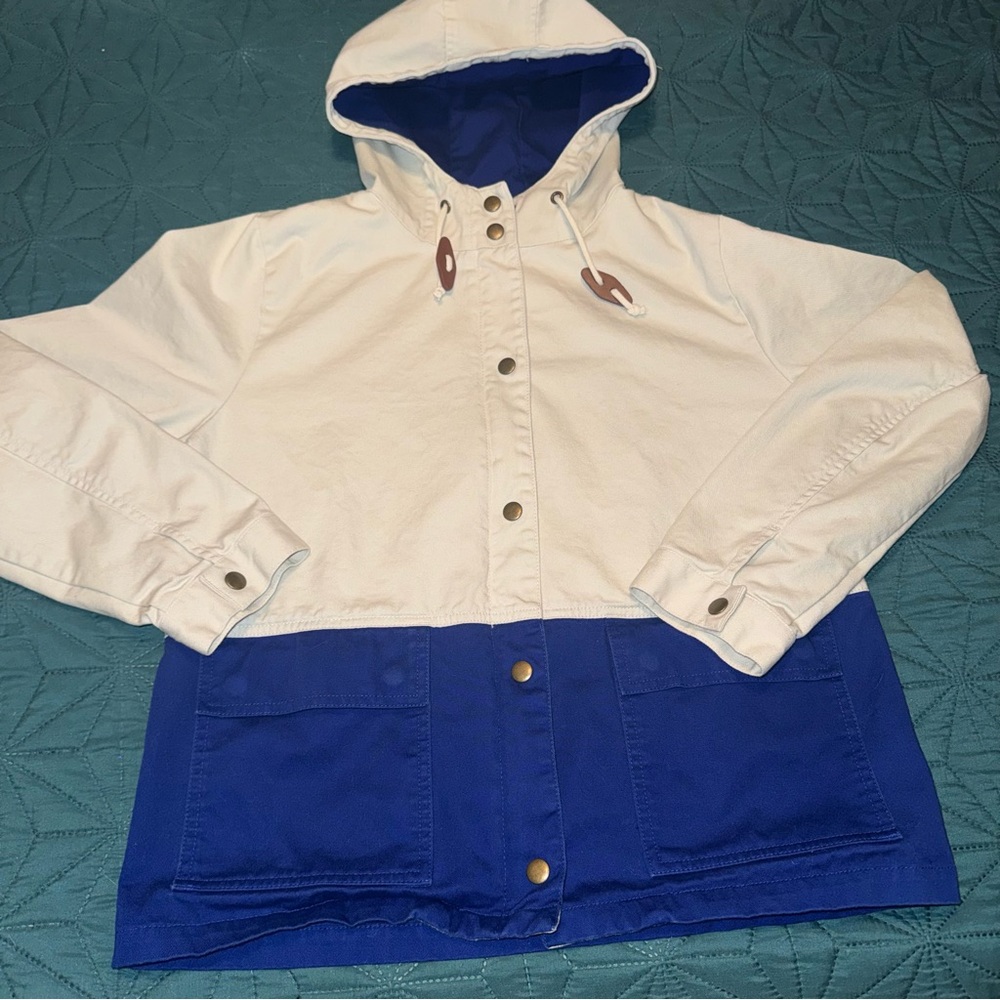J. Crew Women’s Small S Two-Tone Blue and Cream/Khaki Jacket - Picture 4 of 9